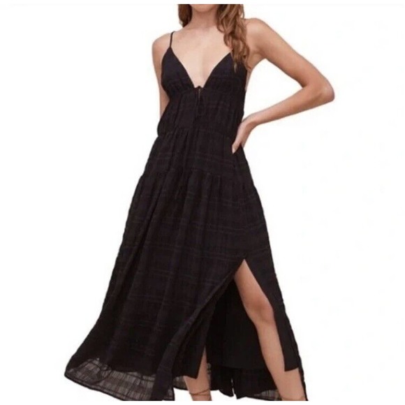 ASTR The Label Lizbeth Maxi Sun Dress in Black Woman’s Sz S Spaghetti straps - Picture 1 of 7